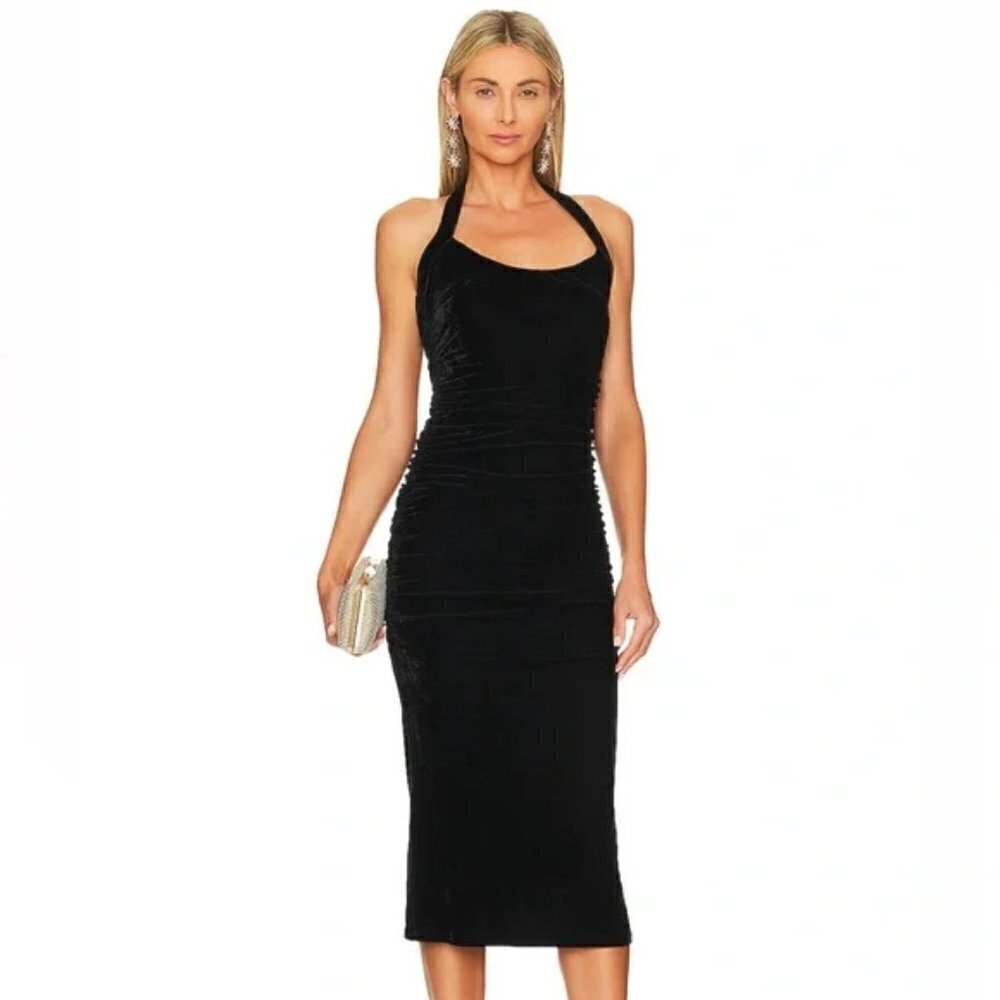 Majorelle Melissa Velvet Halter Midi Dress Size Small